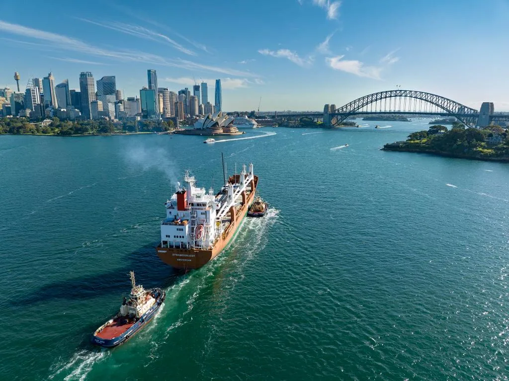Sea freight container ship Sydney harbour